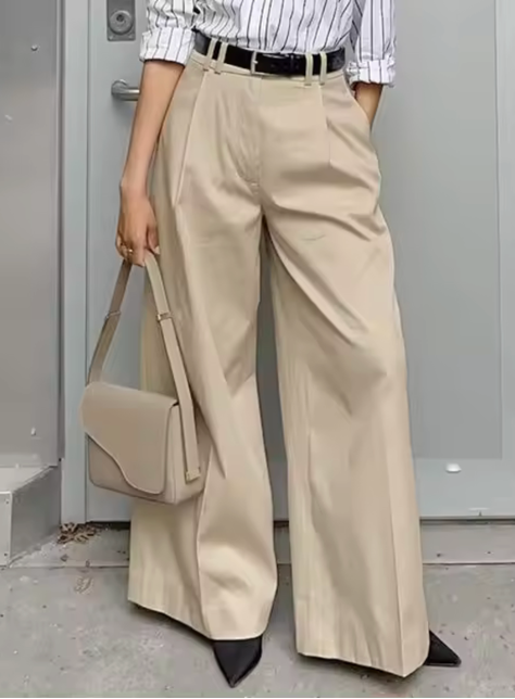 Bogilvy - PORTA, Wide-Leg, High-Waist, Beige  